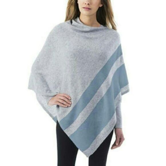 Celeste Poncho Shawl Wool Cashmere Blend SOFT Women’s One-size Gray - Picture 1 of 7
